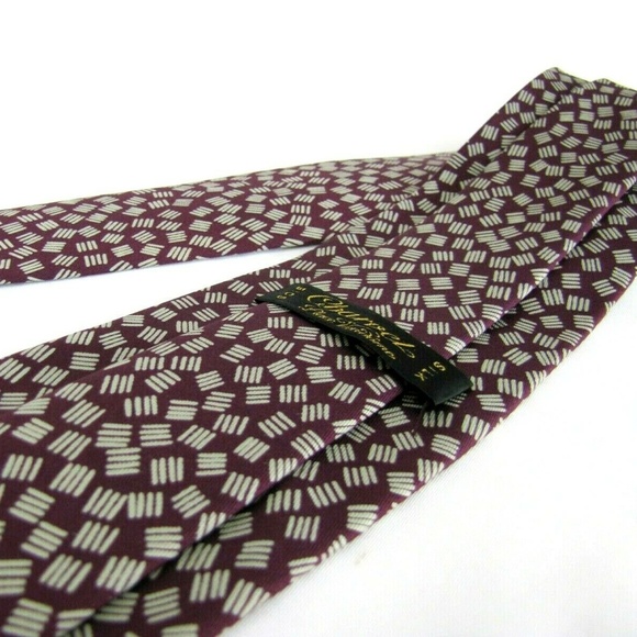 CHARVET  PLACE Tie Burgundy Wine Red Dashes - Picture 1 of 7